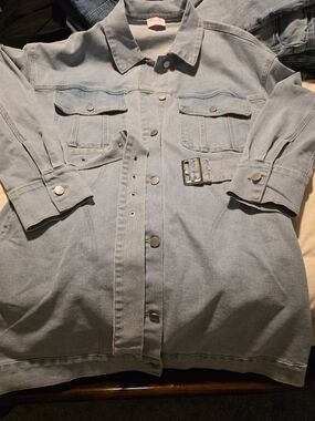 Light Wash Denim Button-Up Dress with Belt